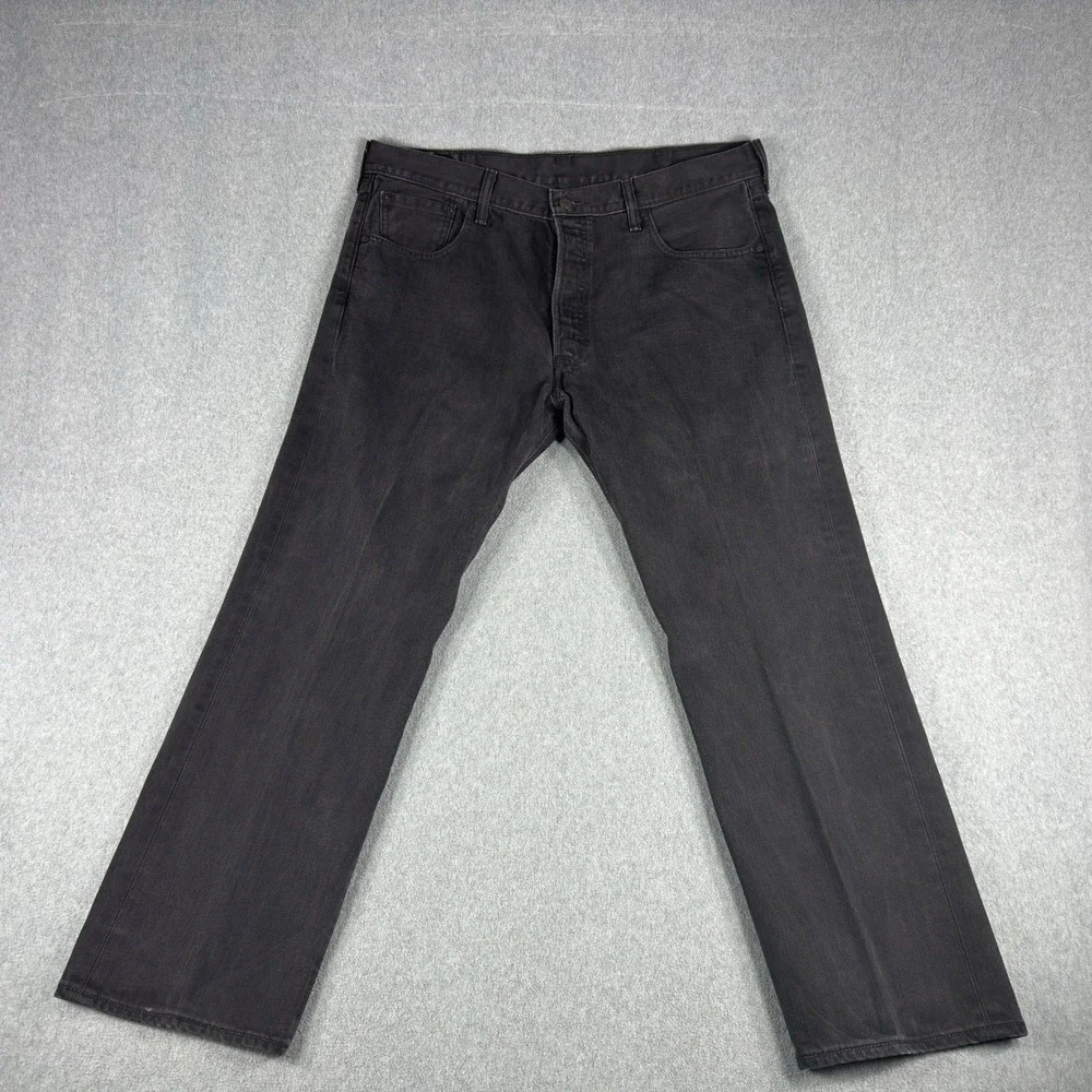 Levi's 501 Mens Jeans Black Button Fly Straight Leg Fits 38x29